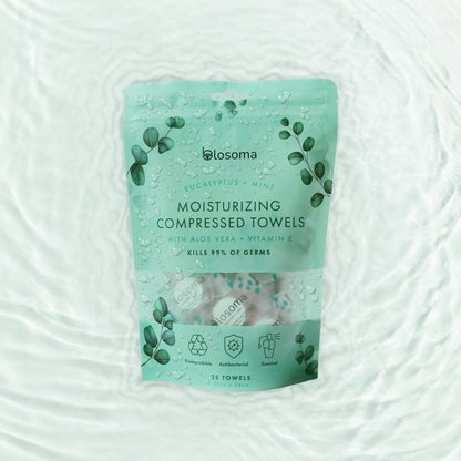 Eucalyptus + mint antibacterial pouch resting in water