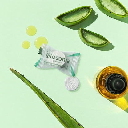 Wrapped unscented antibacterial compressed towel and tablet with aloe